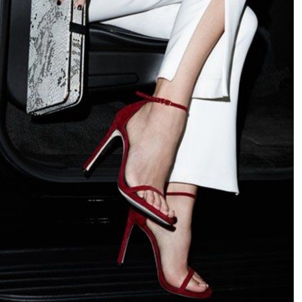 New Raye Blake Sangria Velvet Suede Heels